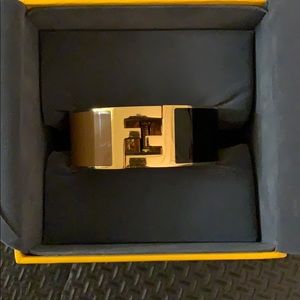 Fendi FF cuff bracelet in black brown and gold